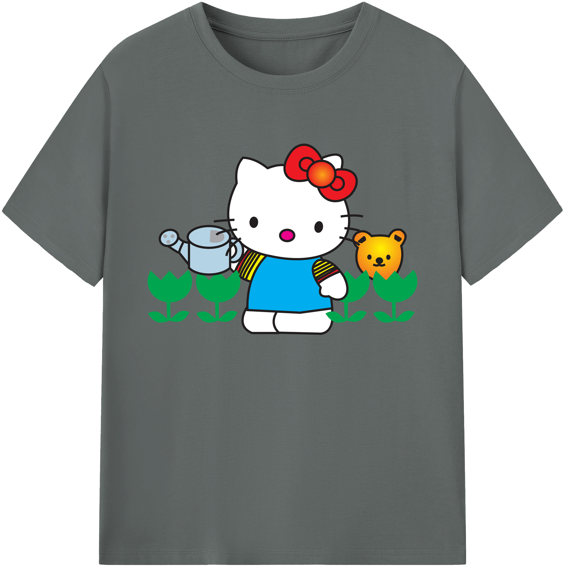 （画像用） Hello Kitty ハローキティ 綿100％ メンズ半袖Tシャツ｜肌触りやわらか＆通気性